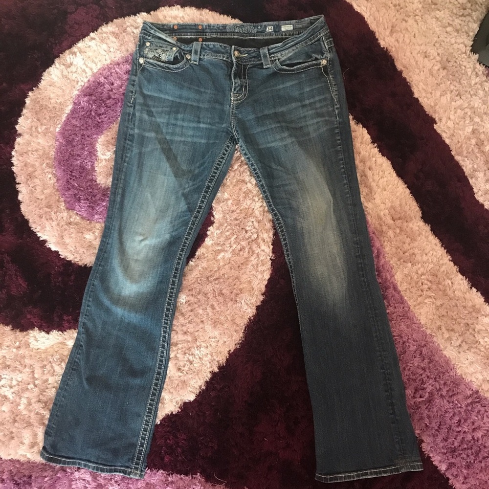 Miss Me Flower Embellished Bootcut Jeans